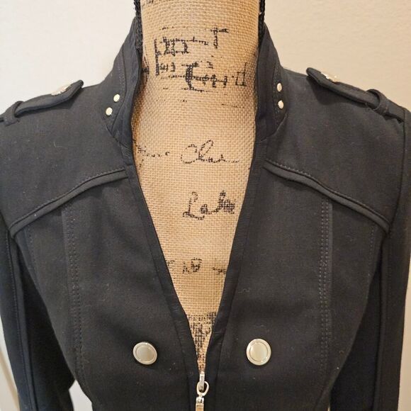 WHBM Black Knit Military Style Jacket Size 4 - Picture 3 of 7